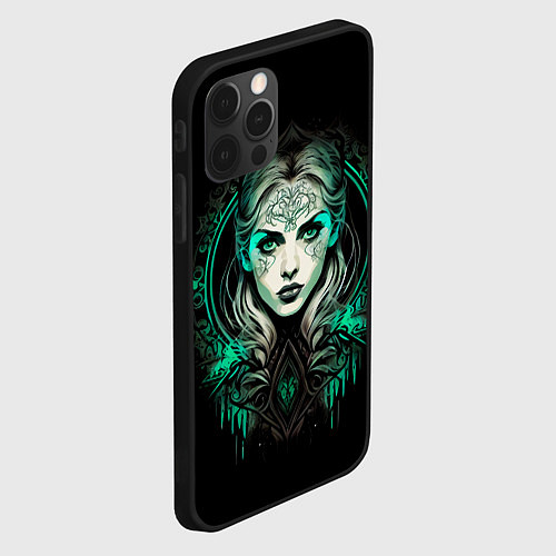 Чехол iPhone 12 Pro Max Готическая ведьма на чёрном фоне / 3D-Черный – фото 2