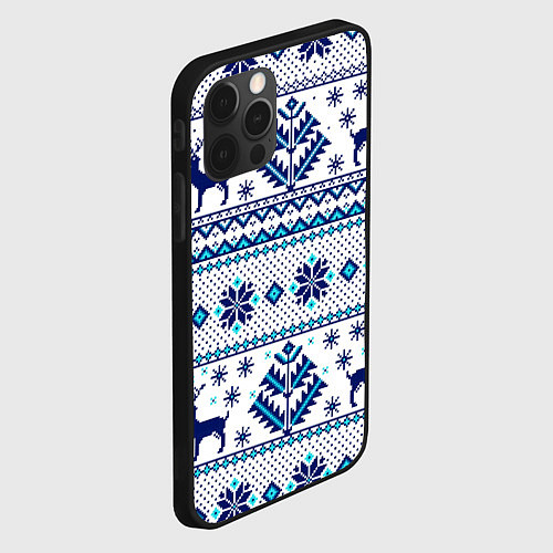 Чехол iPhone 12 Pro Max Happy new year, blue deer / 3D-Черный – фото 2