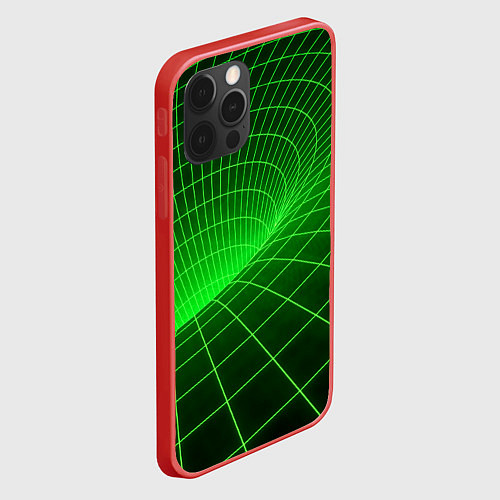 Чехол iPhone 12 Pro Max Зелёная неоновая чёрная дыра / 3D-Красный – фото 2