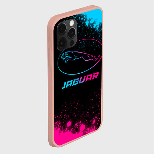 Чехол iPhone 12 Pro Max Jaguar - neon gradient / 3D-Светло-розовый – фото 2