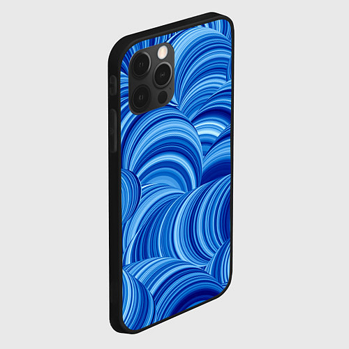 Чехол iPhone 12 Pro Max Дуговой шлейф - синий паттерн / 3D-Черный – фото 2