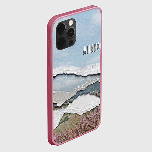 Чехол iPhone 12 Pro Max Текстура рваной бумаги - Milano / 3D-Малиновый – фото 2