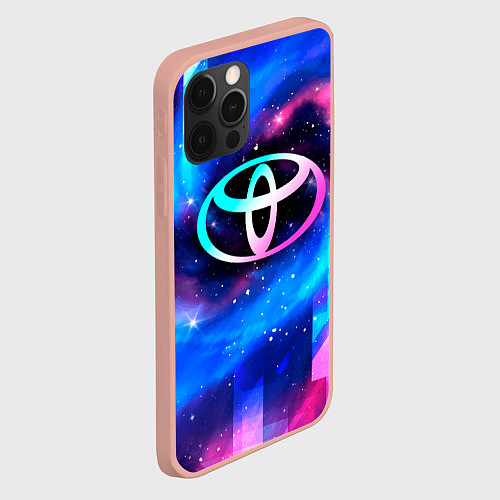Чехол iPhone 12 Pro Max Toyota неоновый космос / 3D-Светло-розовый – фото 2