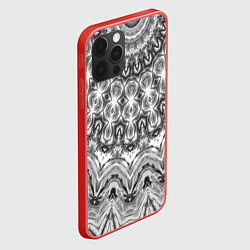 Чехол для iPhone 12 Pro Max Серый ажурный калейдоскоп мандала, цвет: 3D-красный — фото 2