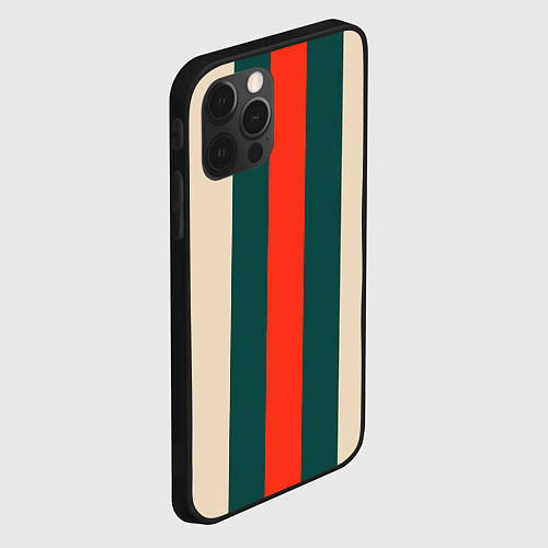 Чехол iPhone 12 Pro Max Полосы триколор красный зеленый / 3D-Черный – фото 2