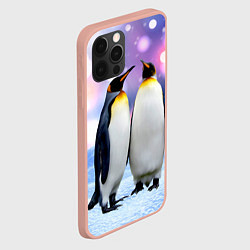 Чехол для iPhone 12 Pro Max Пингвины на снегу, цвет: 3D-светло-розовый — фото 2
