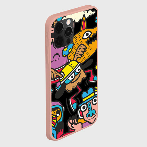 Чехол iPhone 12 Pro Max Серый волчок и монстры / 3D-Светло-розовый – фото 2