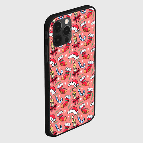 Чехол iPhone 12 Pro Max Christmas pattern / 3D-Черный – фото 2