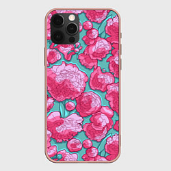 Чехол для iPhone 12 Pro Max Пышные цветы - пионы, цвет: 3D-светло-розовый