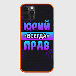 Чехол iPhone 12 Pro Max Юрий всегда прав - неоновые соты