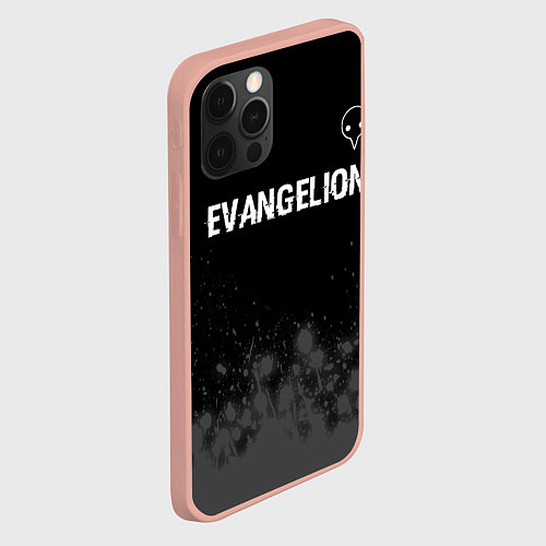 Чехол iPhone 12 Pro Max Evangelion glitch на темном фоне: символ сверху / 3D-Светло-розовый – фото 2