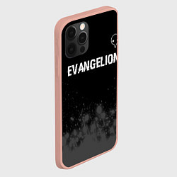 Чехол для iPhone 12 Pro Max Evangelion glitch на темном фоне: символ сверху, цвет: 3D-светло-розовый — фото 2
