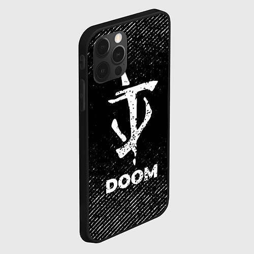 Чехол iPhone 12 Pro Max Doom с потертостями на темном фоне / 3D-Черный – фото 2