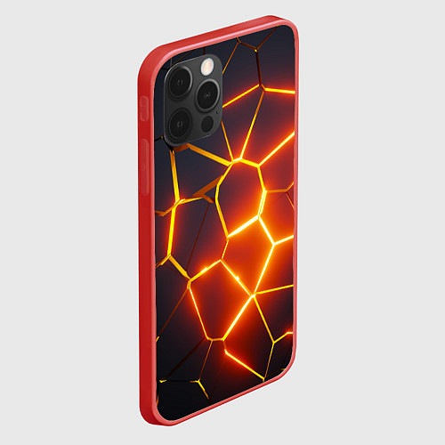 Чехол iPhone 12 Pro Max Огненные трещины / 3D-Красный – фото 2