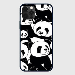 Чехол для iPhone 12 Pro Max С пандами паттерн, цвет: 3D-черный