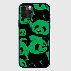 Чехол для iPhone 12 Pro Max Panda green pattern, цвет: 3D-черный