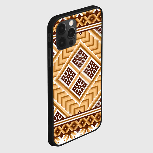 Чехол iPhone 12 Pro Max Индейский пиксельный орнамент / 3D-Черный – фото 2