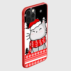 Чехол для iPhone 12 Pro Max Новогодний свитер с котиком, цвет: 3D-красный — фото 2