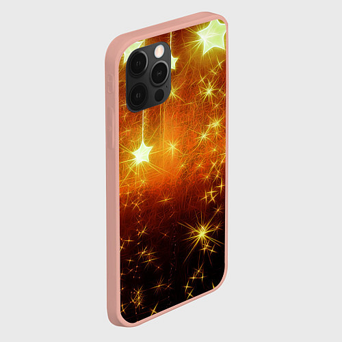 Чехол iPhone 12 Pro Max Золотистае звёзды / 3D-Светло-розовый – фото 2