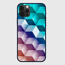 Чехол для iPhone 12 Pro Max Объёмные разноцветные кубы, цвет: 3D-черный