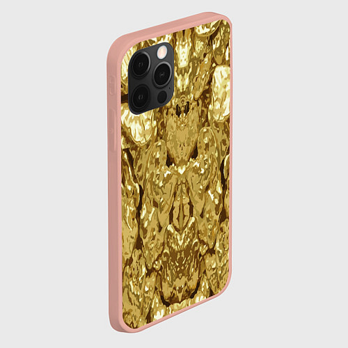 Чехол iPhone 12 Pro Max Золотая кожа / 3D-Светло-розовый – фото 2