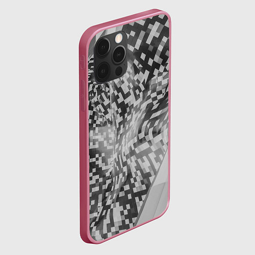 Чехол iPhone 12 Pro Max Искревление пространства в геометрии / 3D-Малиновый – фото 2