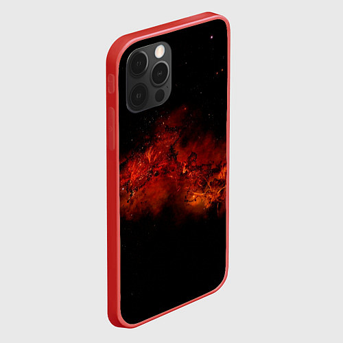 Чехол iPhone 12 Pro Max Абстрактные взрывы в космосе и красные звёзды / 3D-Красный – фото 2