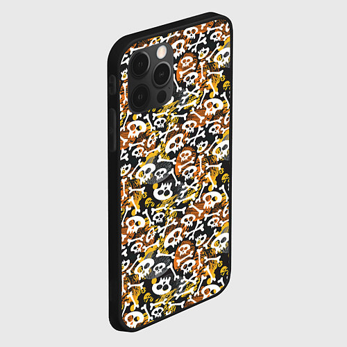 Чехол iPhone 12 Pro Max Череп и абстрактные фигуры / 3D-Черный – фото 2