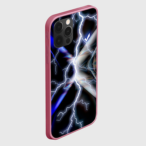Чехол iPhone 12 Pro Max Молния в космосе / 3D-Малиновый – фото 2