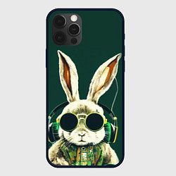 Чехол для iPhone 12 Pro Max Заяц меломан, цвет: 3D-черный
