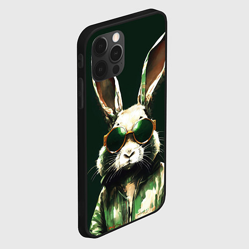 Чехол iPhone 12 Pro Max Заяц и очки / 3D-Черный – фото 2