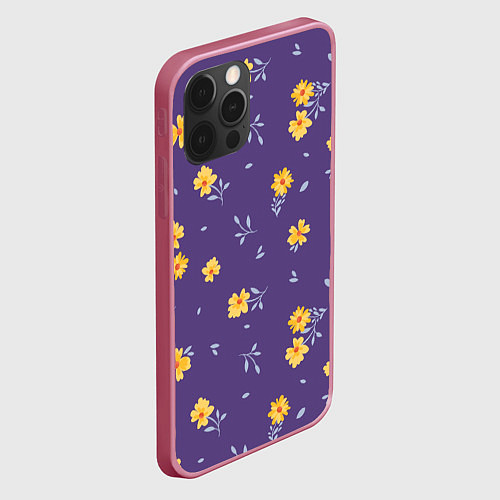 Чехол iPhone 12 Pro Max Милые цветочки / 3D-Малиновый – фото 2