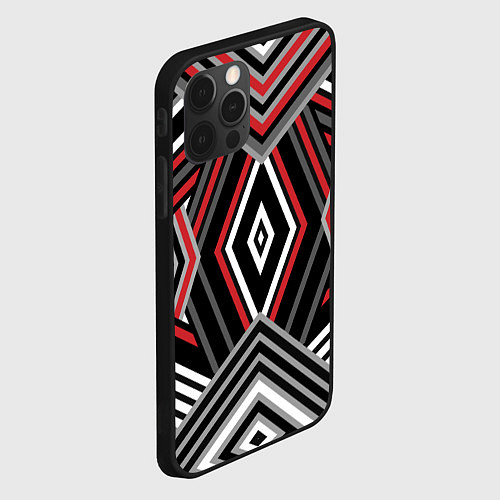 Чехол iPhone 12 Pro Max Геометрический узор с серыми черными и красными по / 3D-Черный – фото 2