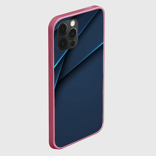 Чехол iPhone 12 Pro Max Синие лезвия / 3D-Малиновый – фото 2