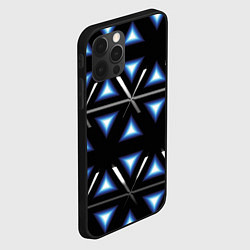 Чехол для iPhone 12 Pro Max Синие треугольники, цвет: 3D-черный — фото 2