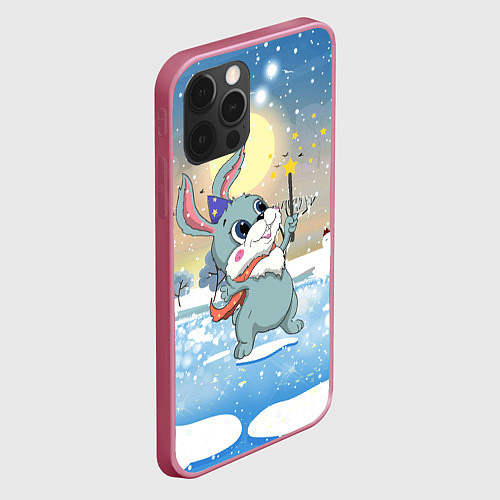 Чехол iPhone 12 Pro Max Зайка с волшебной палочкой / 3D-Малиновый – фото 2