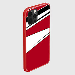 Чехол для iPhone 12 Pro Max Красно черная геометрия на белом, цвет: 3D-красный — фото 2