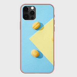 Чехол для iPhone 12 Pro Max Жёлтый и голубой цвета и абрикосы, цвет: 3D-светло-розовый