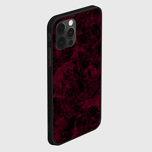 Чехол iPhone 12 Pro Max Черный и бордовый мраморный узор / 3D-Черный – фото 2