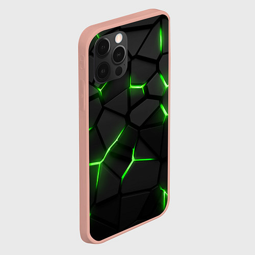 Чехол iPhone 12 Pro Max Green neon steel / 3D-Светло-розовый – фото 2