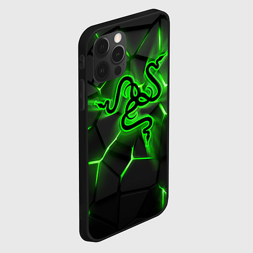 Чехол iPhone 12 Pro Max Razer neon logo / 3D-Черный – фото 2