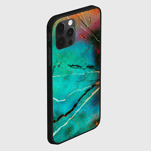 Чехол iPhone 12 Pro Max Светло-зелёный туман, краски и тени / 3D-Черный – фото 2