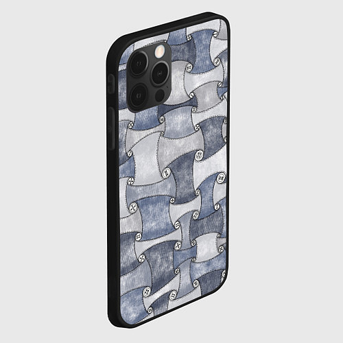 Чехол iPhone 12 Pro Max Джинсовый паттерн / 3D-Черный – фото 2