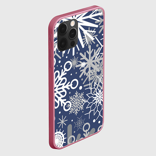 Чехол iPhone 12 Pro Max Волшебный снегопад / 3D-Малиновый – фото 2