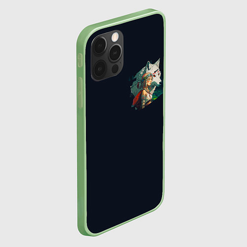 Чехол iPhone 12 Pro Max Повелительница зверей и дочь волчицы / 3D-Салатовый – фото 2