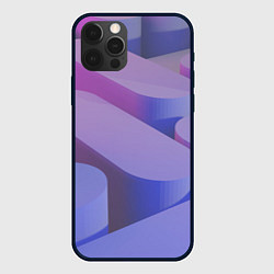 Чехол для iPhone 12 Pro Max Абстрактные фиолетовые прямоугольники со скругленн, цвет: 3D-черный