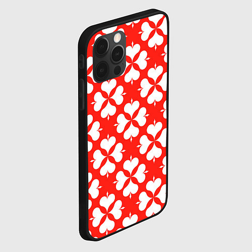 Чехол iPhone 12 Pro Max Четырехлистный клевер красный / 3D-Черный – фото 2