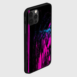 Чехол для iPhone 12 Pro Max Фиолетовые линии и нейроны, цвет: 3D-черный — фото 2