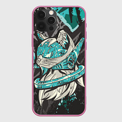 Чехол для iPhone 12 Pro Max Футуристический кот, цвет: 3D-малиновый