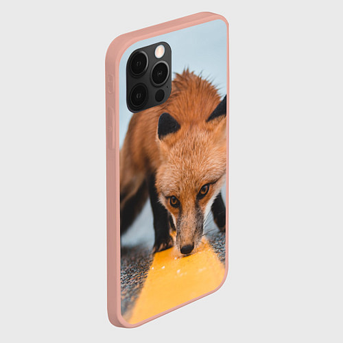 Чехол iPhone 12 Pro Max Лиcа на трассе / 3D-Светло-розовый – фото 2